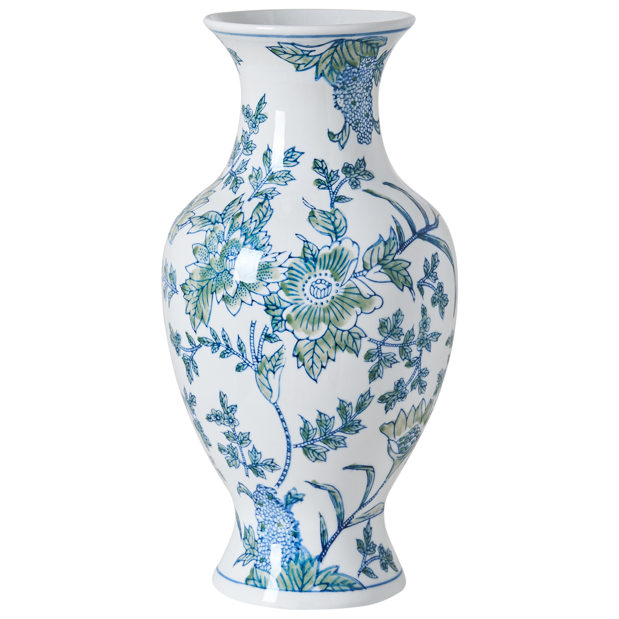 Blomstervase LLANES 36 cm Porcelæn Hvid/blå