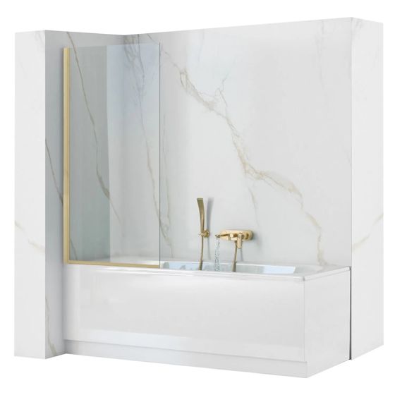 REA badekarsskærm ELEGANT 70 Børstet guld, 1,8x71x140cm