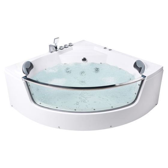 Hjørne-boblebad med LED TAMULA 148 x 66 cm Hvid