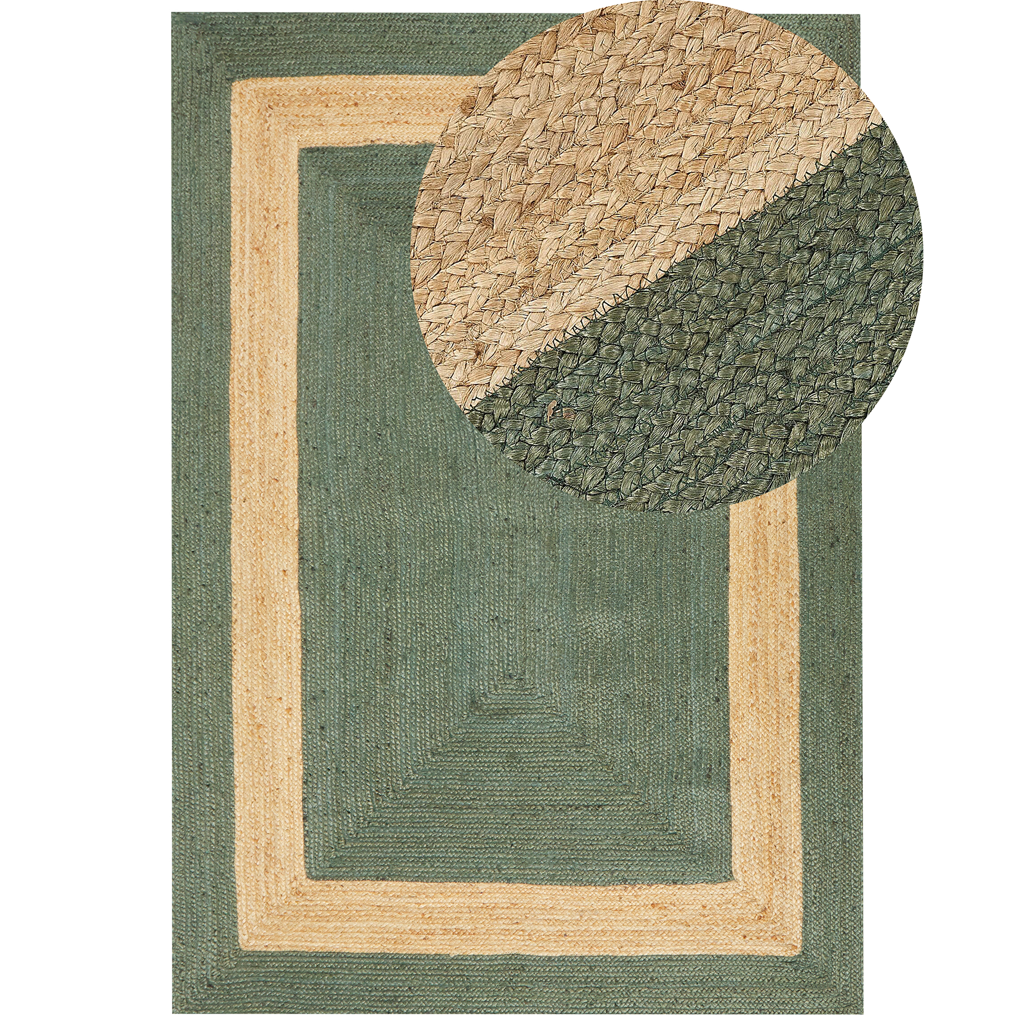 Gulvtæppe KARAKUYU Grøn 160 x 230 cm Jute
