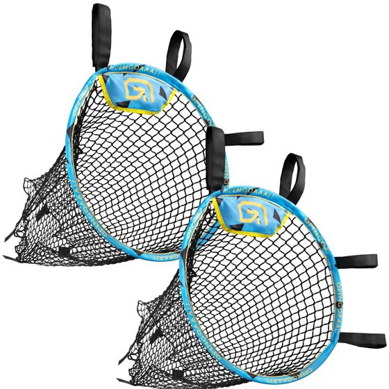Open Goaaal® net til fodboldmål – hjørnenet 38 x 38 cm, sort, 2 stk., justerbare stropper passer til alle mål, 3-i-1 hjørnetræning