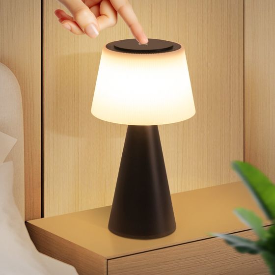 NETTLIFE Batteridrevet bordlampe, LED - natlampe - 3600mh A, Trådløs, dæmpbar Touch-lampe USB - genopladelig, med batteri, sort