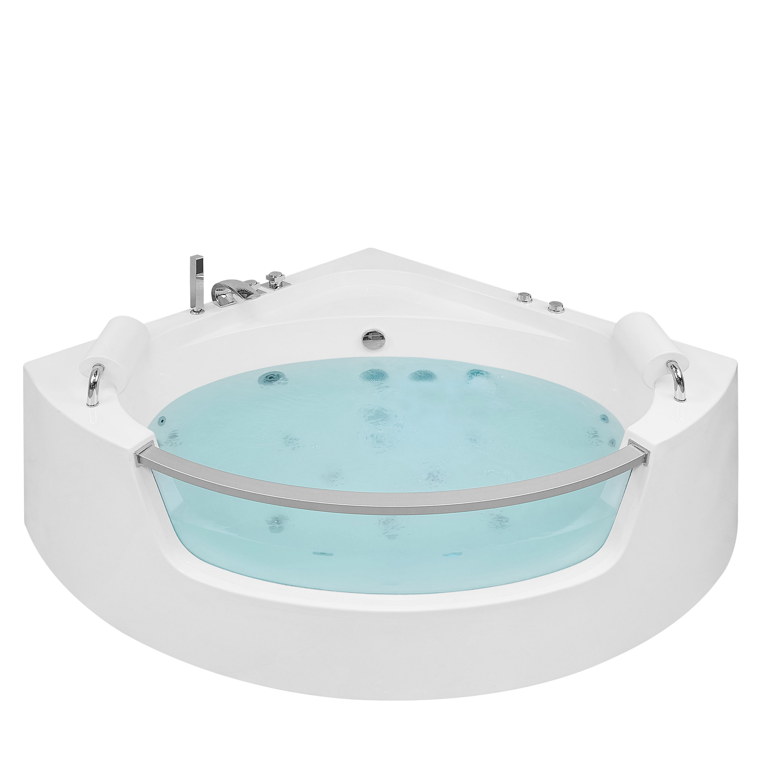 Hjørne-boblebad med LED MANGLE 201 x 150 cm Hvid