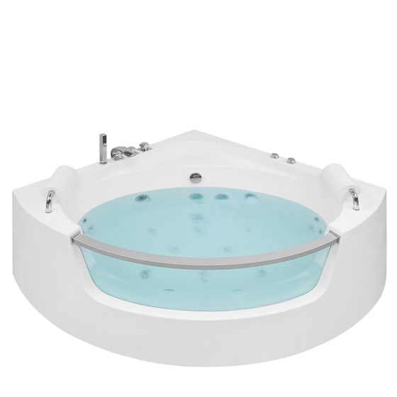 Hjørne-boblebad med LED MANGLE 201 x 150 cm Hvid