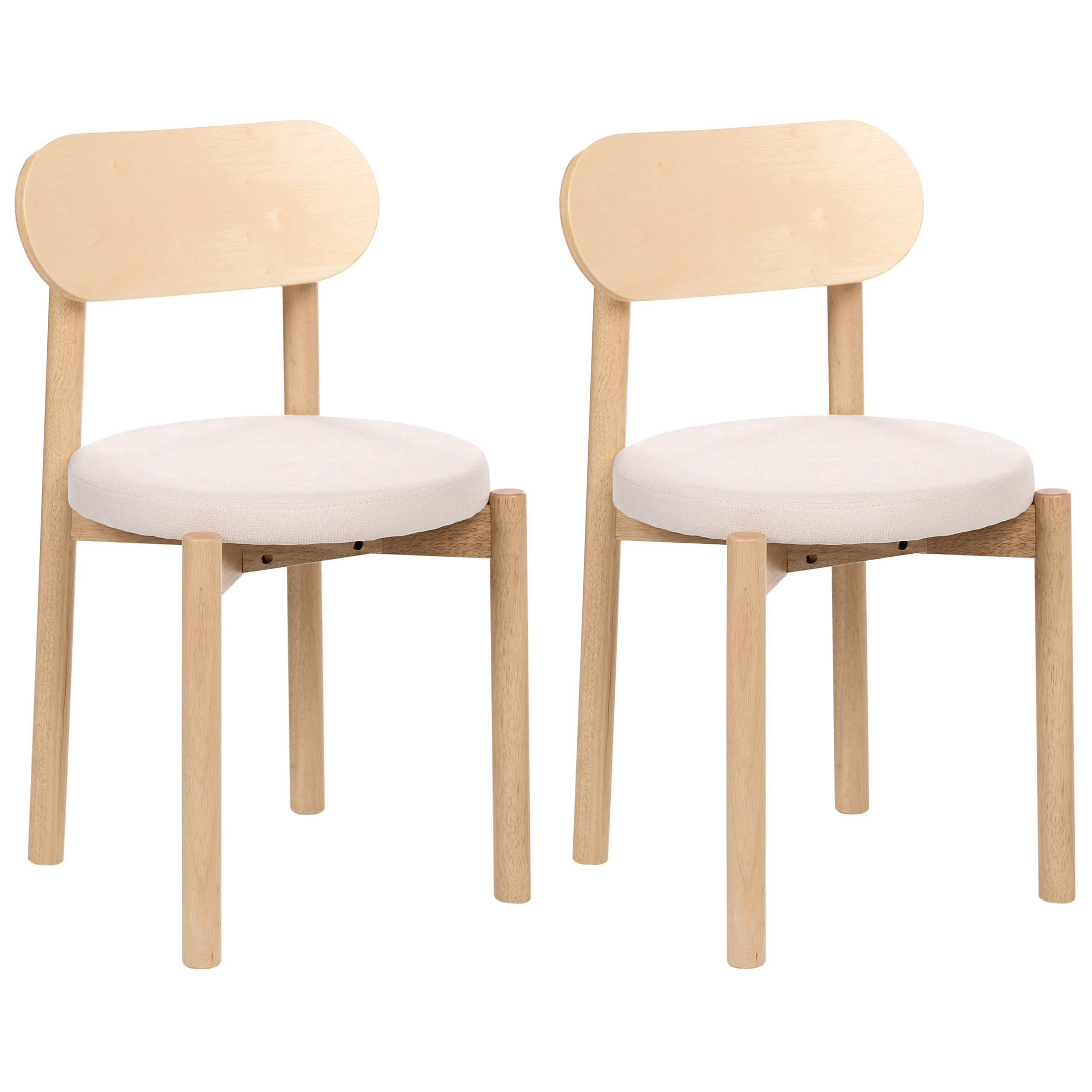 Sæt med 2 spisebordsstole PAULINA Træ Lysebrun/lys beige
