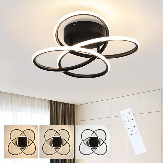 NETTLIFE LED - loftlampe til gangen, moderne design, dæmpbar, fjernbetjening, 44W, sort
