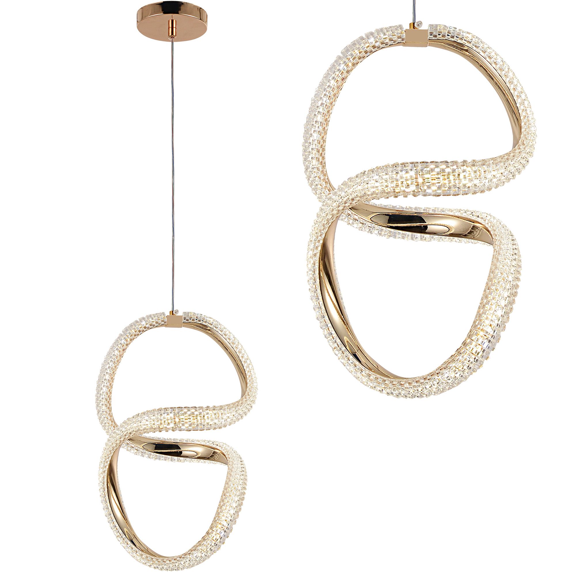 TOOLIGHT hængende loftlampe G069-CP LED Guld 125,5x24x33cm