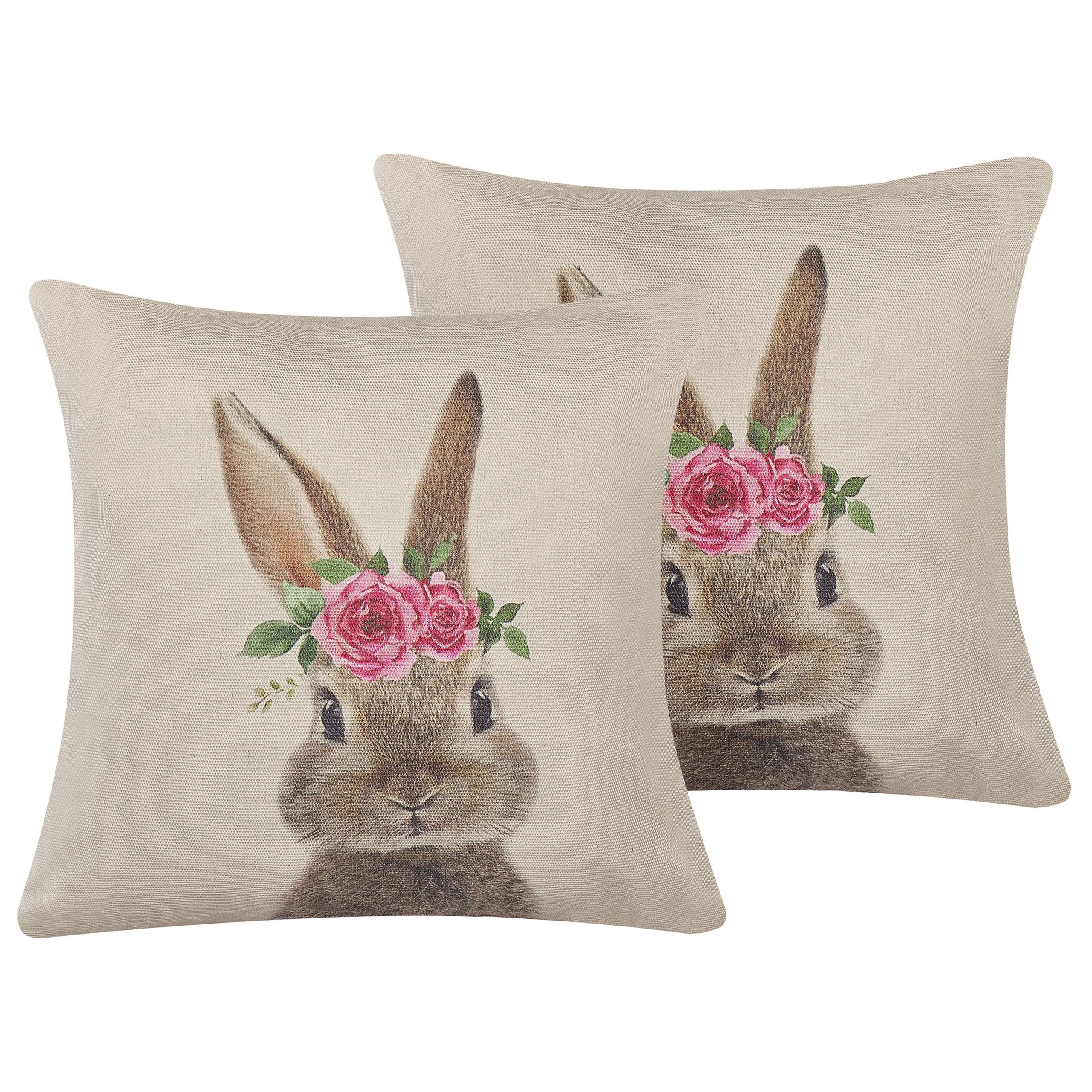 Sæt af 2 pyntepuder TULIPA 45 x 45 cm Brungrå