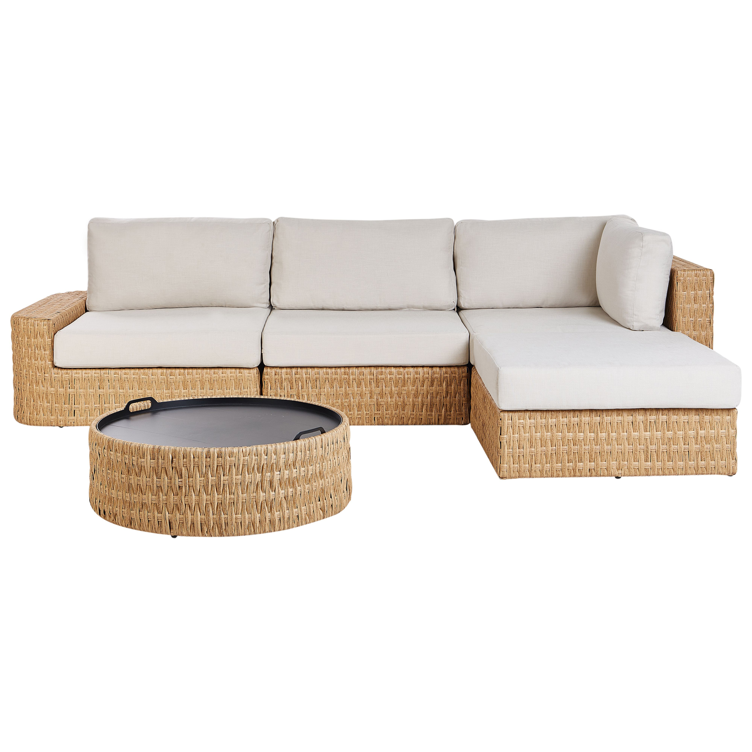 Have-hjørnesofasæt 4 personers OLIVERI PE-rattan Beige Venstrevendt