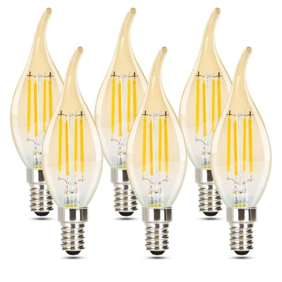NETTLIFE 6 stk. E14 LED-kertepære, varm hvid 2700K, 4W, energisparepære i retro/vintage-stil, ikke dæmpbar
