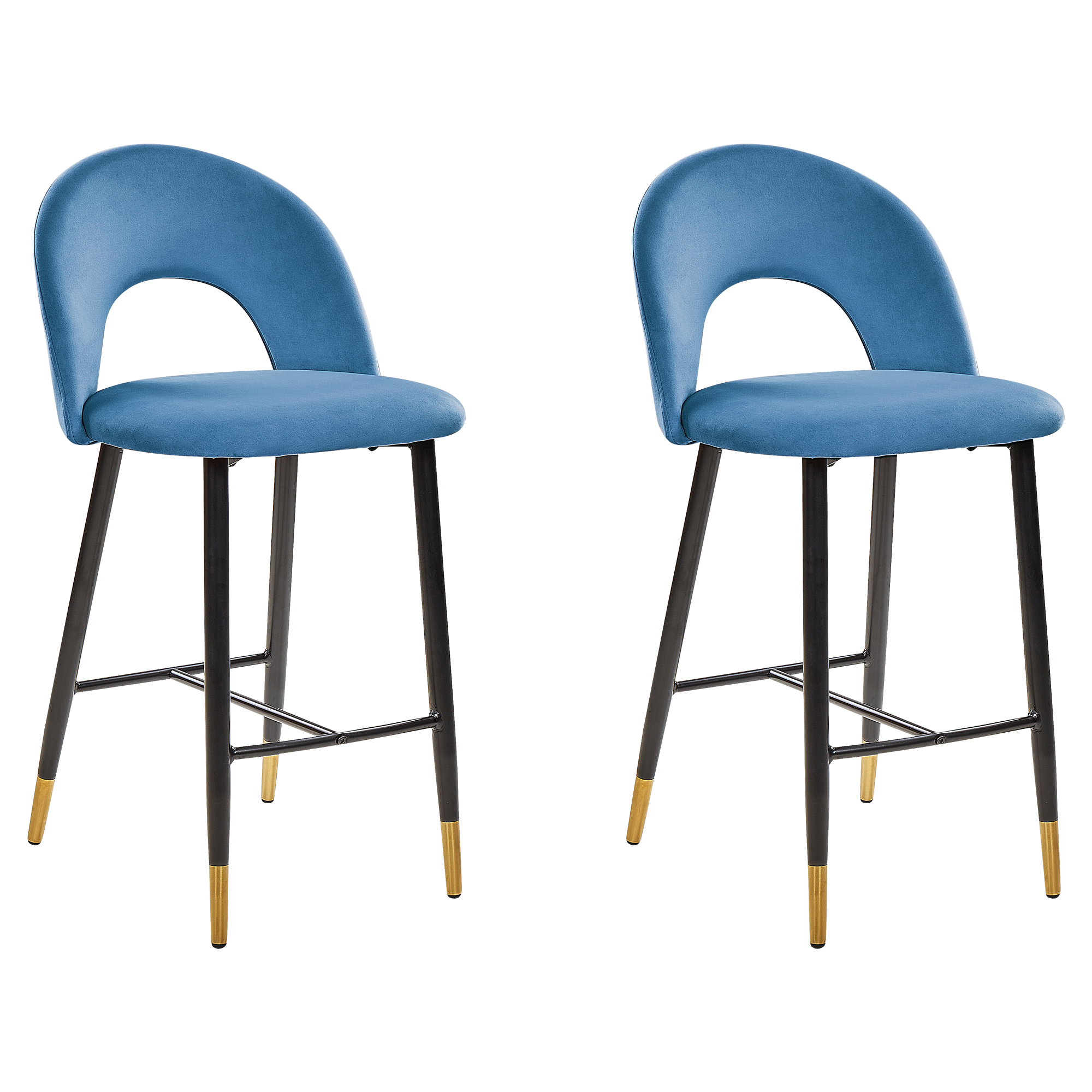 Sæt med 2 barstole FALTON Velour Blå
