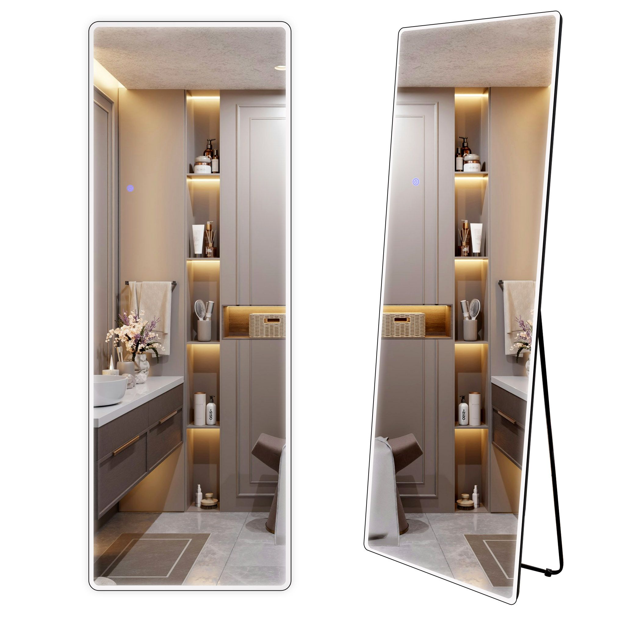 REA spejl CLASSICO 60x170 LED Sort 2x60x170cm