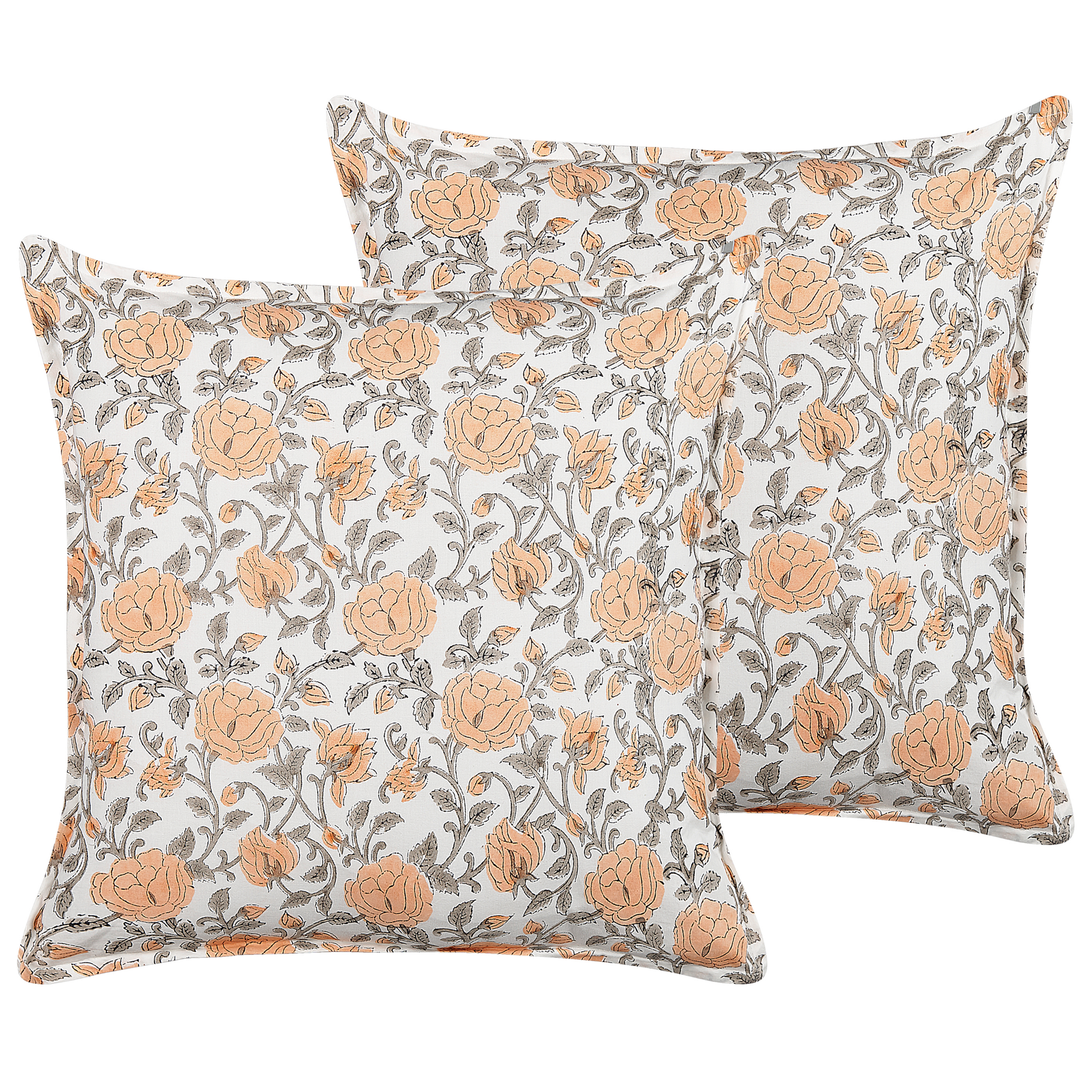 Sæt af 2 pyntepuder MEADIA 45 x 45 cm Bomuld Rød Blomstermønster