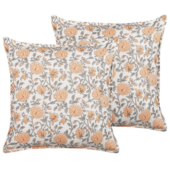 Sæt af 2 pyntepuder MEADIA 45 x 45 cm Bomuld Rød Blomstermønster