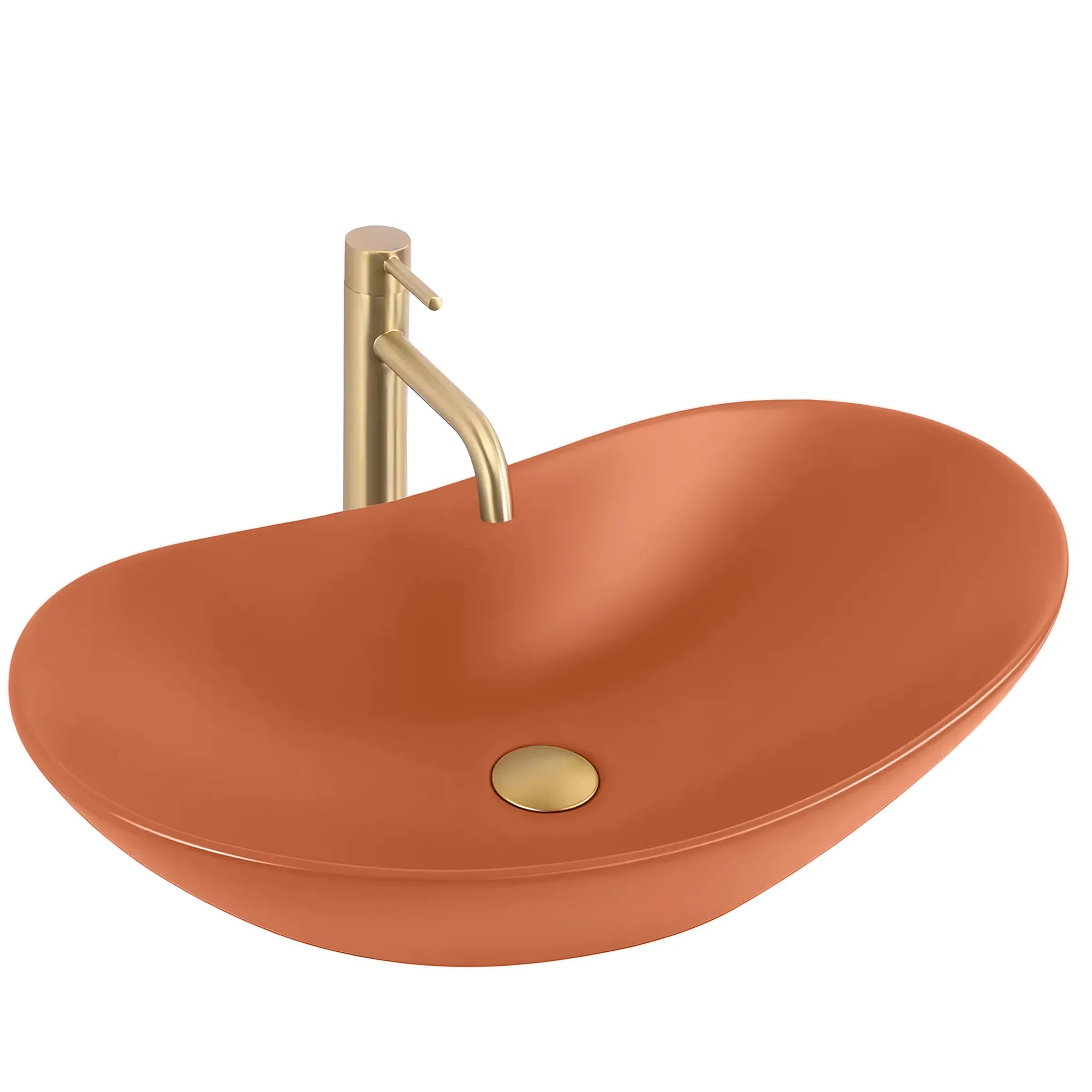 REA bordmonteret håndvask Royal Cinnamon Matt Orange, 61,5x35,5x15,5cm