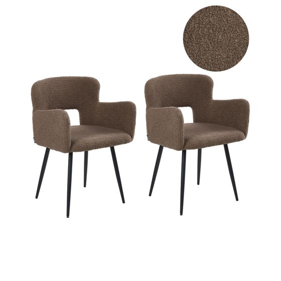 Sæt med 2 spisebordsstole SANILAC Boucle Brun