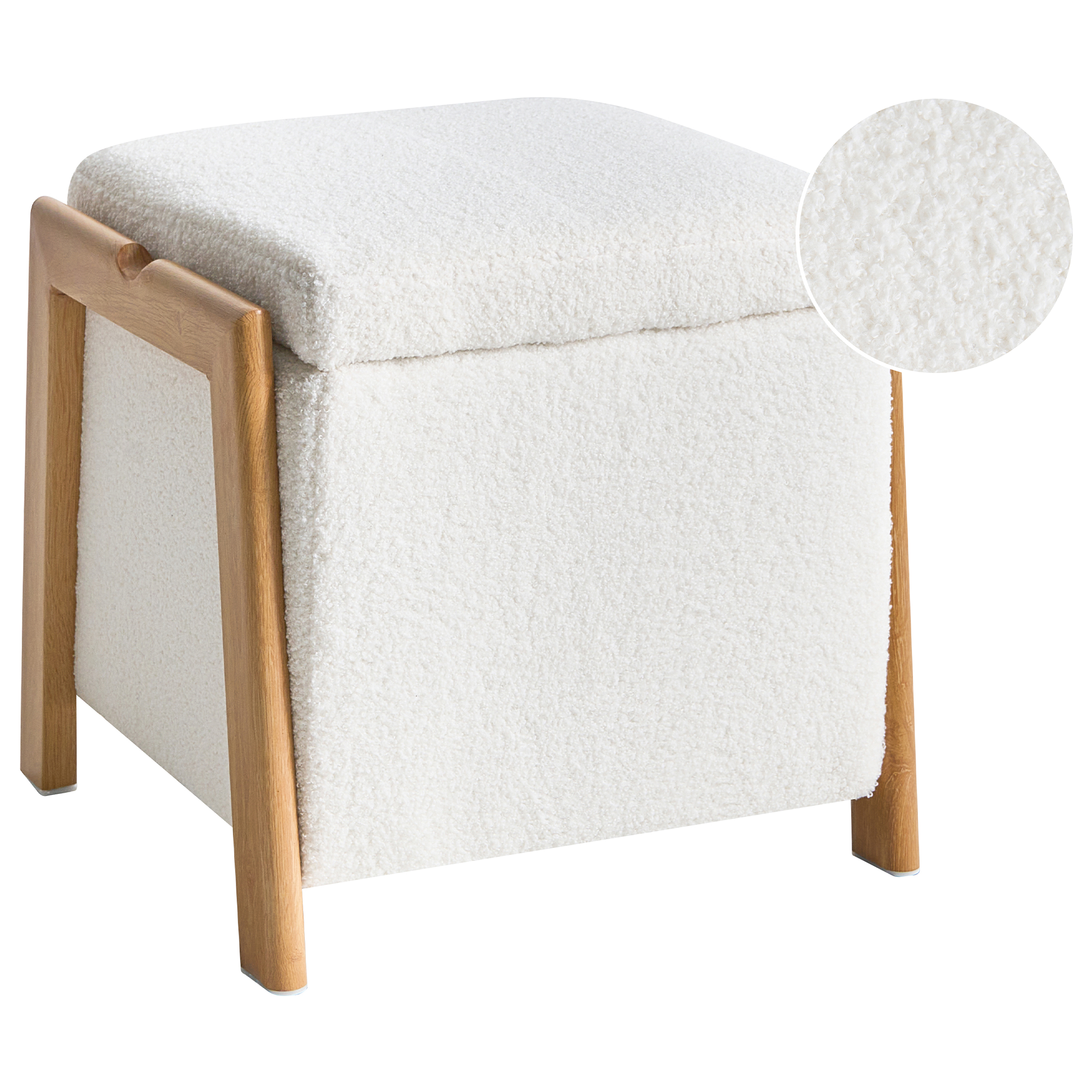 Puf med opbevaring EDLAND Boucle 45 cm Hvid