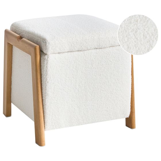 Puf med opbevaring EDLAND Boucle 45 cm Hvid
