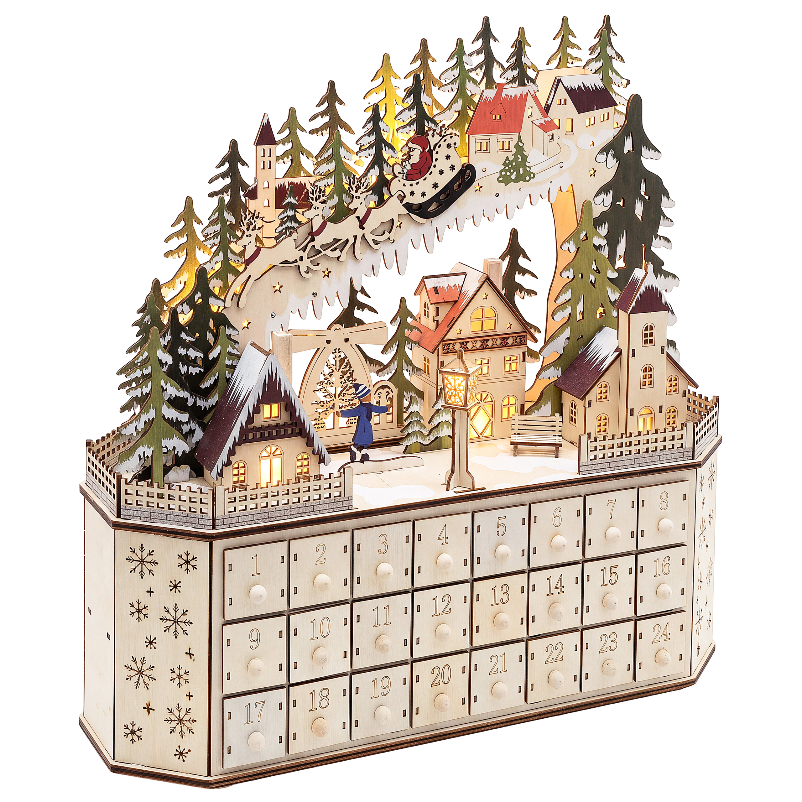 Juledekoration LED JOKELA 45 cm Adventskalender Lysebrun