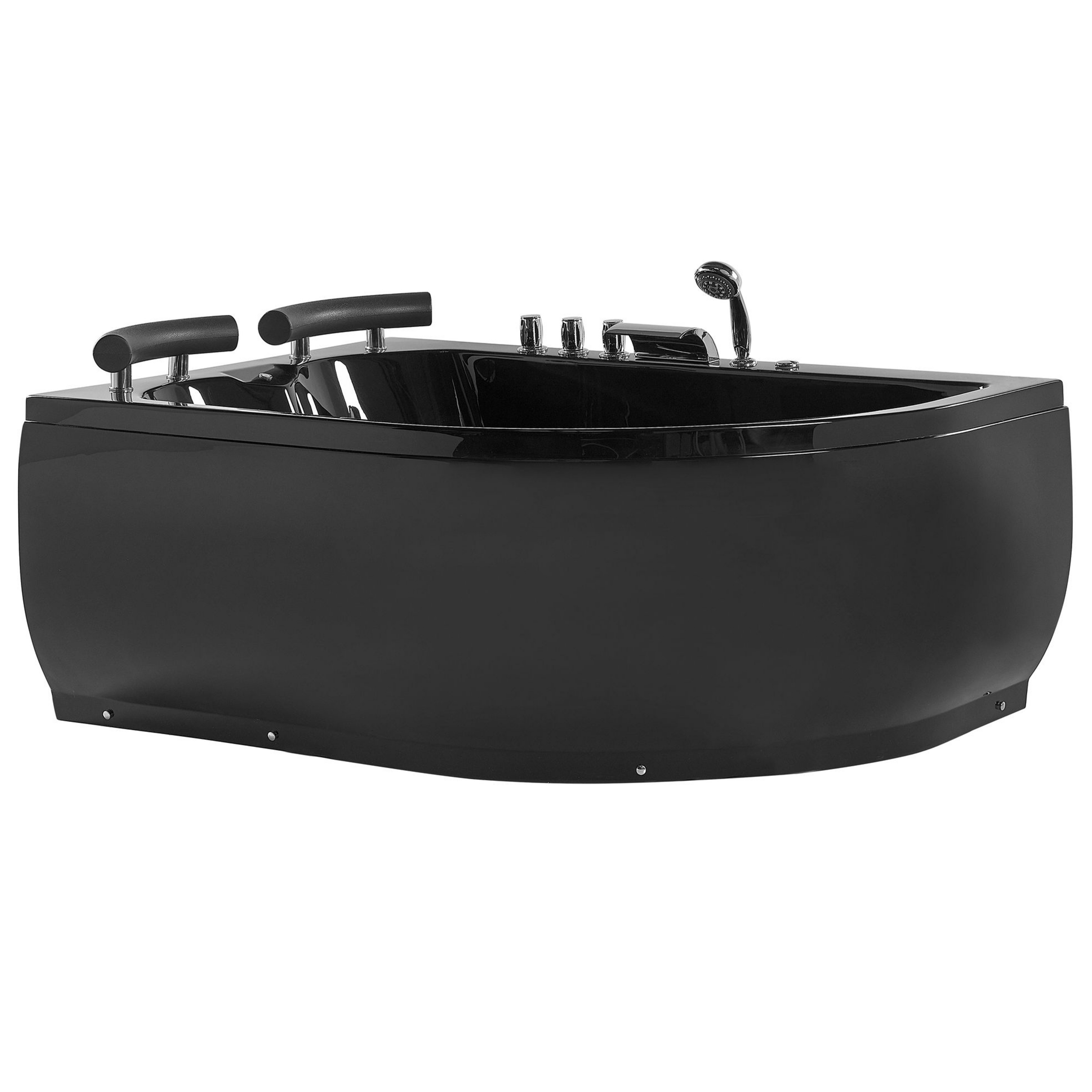 Hjørne-boblebad med LED PARADISO 158 x 113 cm Sort Højrevendt