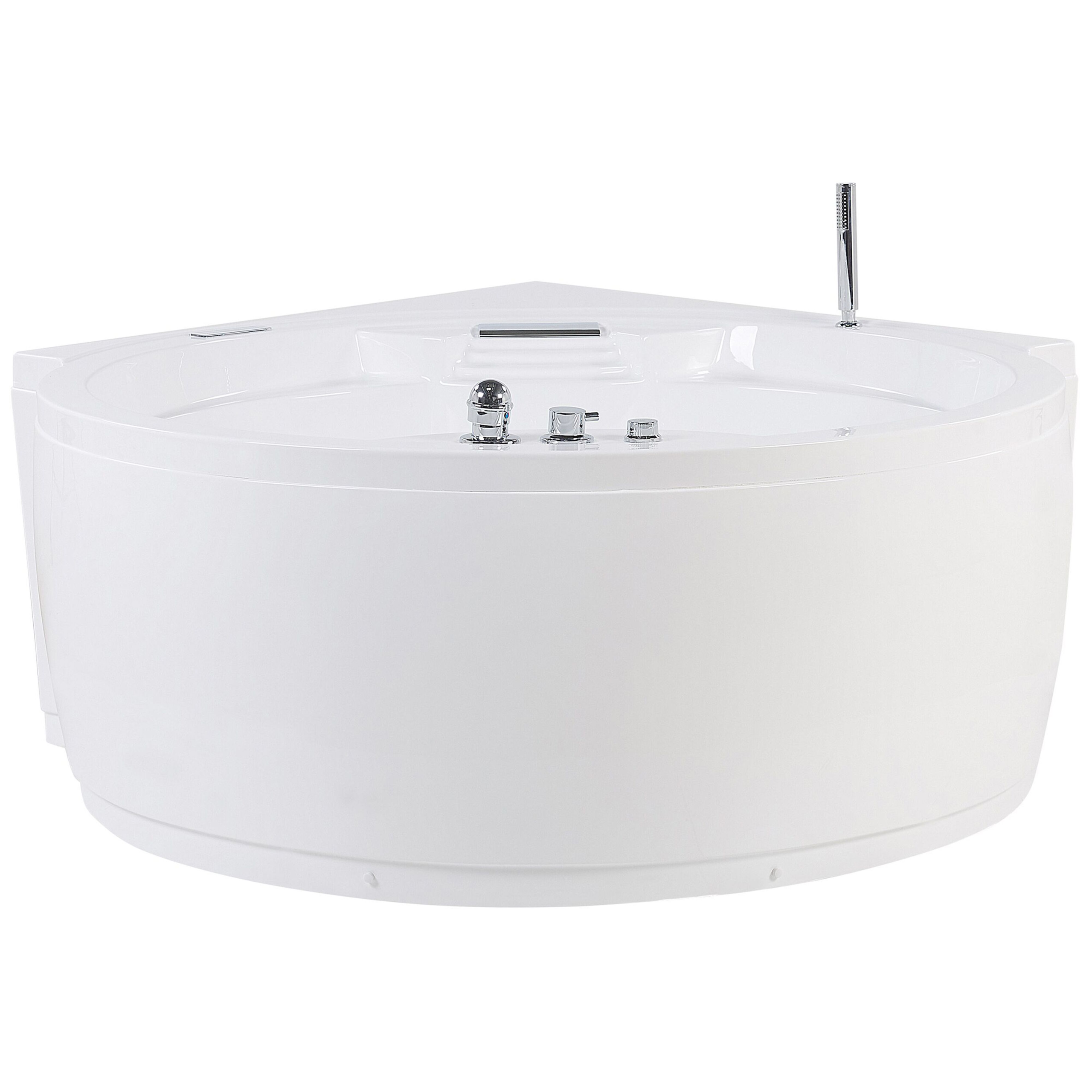 Hjørne-boblebad med LED MILANO 181 x 150 cm Med indbygget Bluetooth-højttaler Hvid