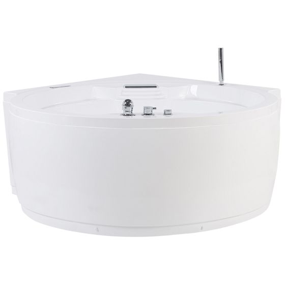 Hjørne-boblebad med LED MILANO 181 x 150 cm Med indbygget Bluetooth-højttaler Hvid