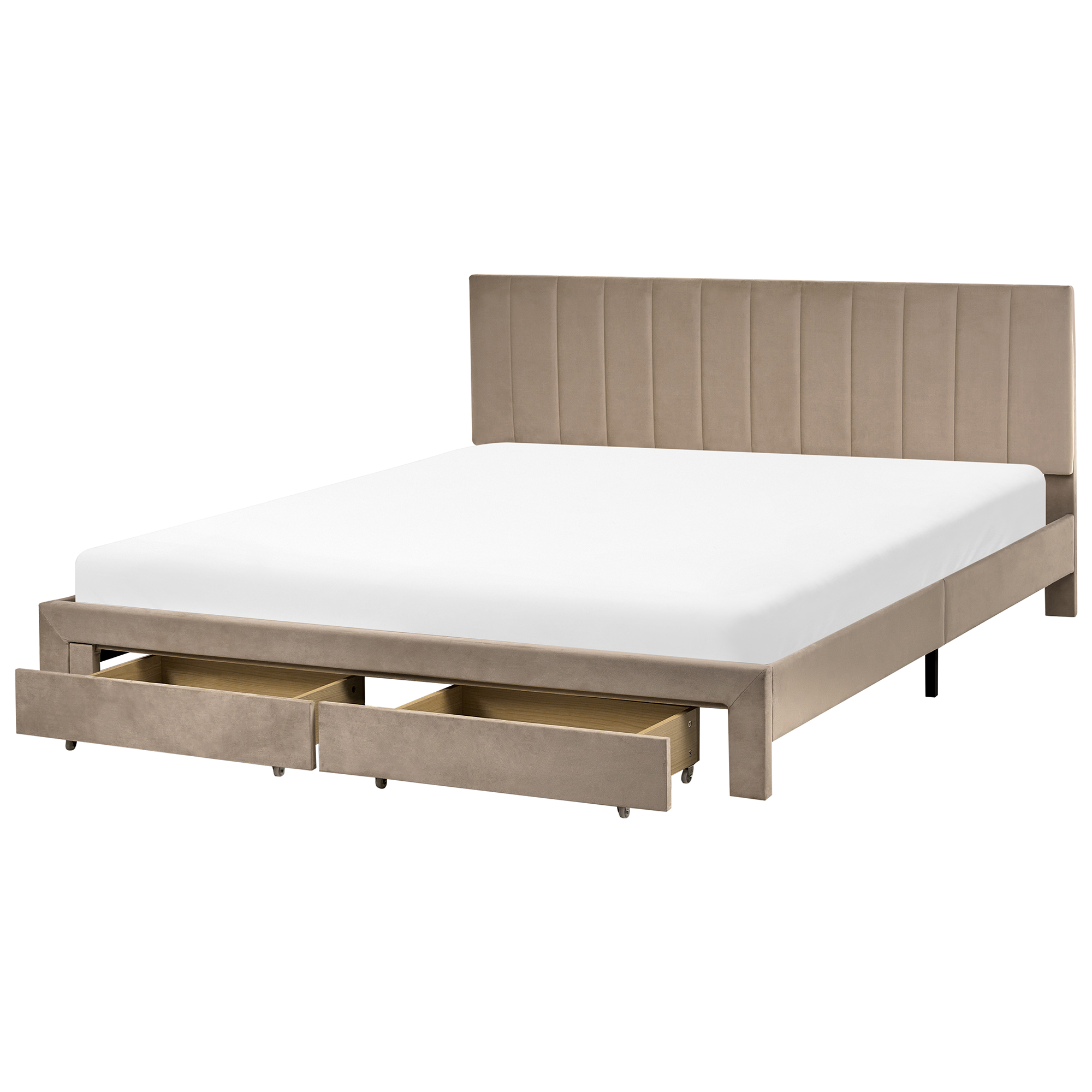 Seng med skuffer til opbevaring LONZAC Velour Brungrå 180 x 200 cm