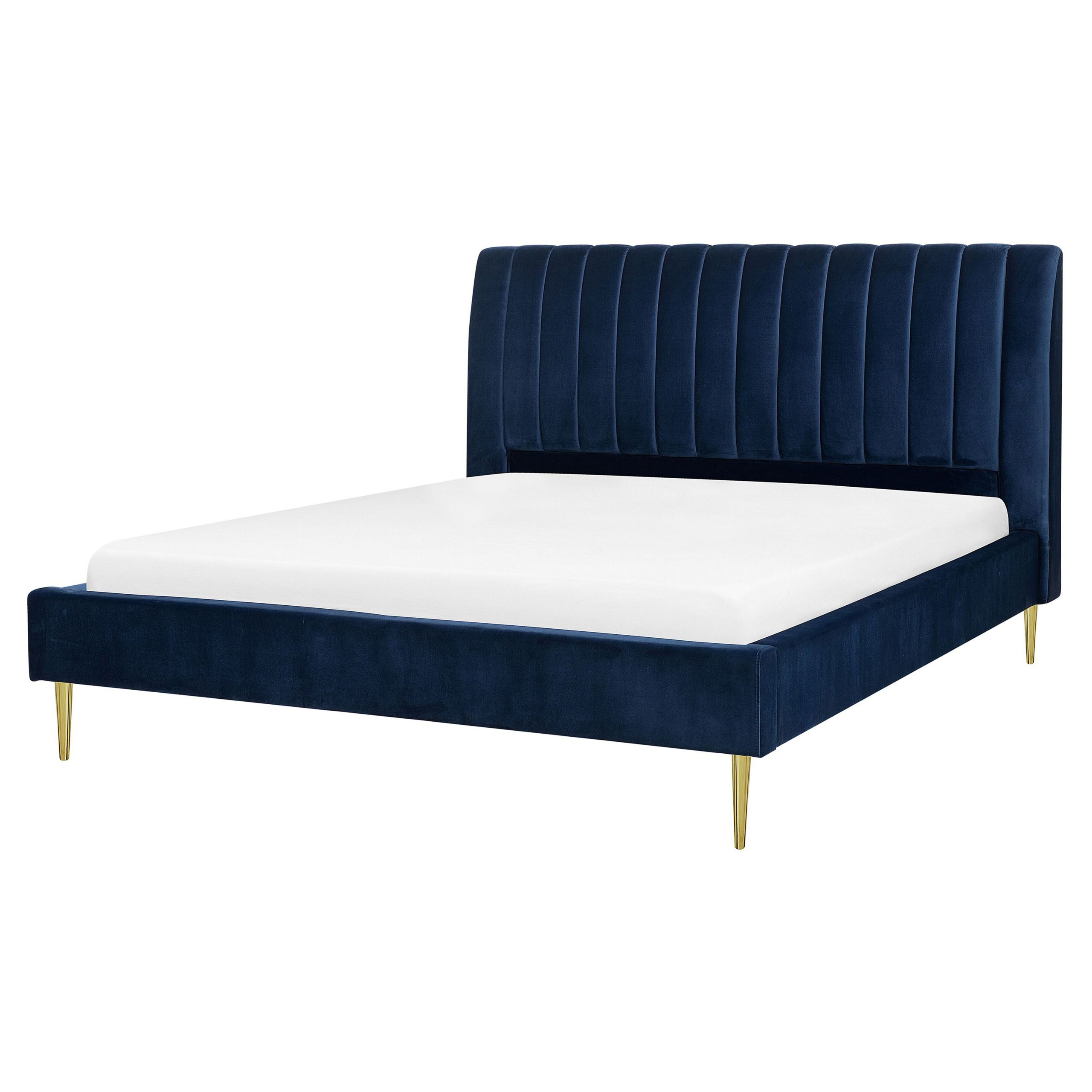 Seng Velour MARVILLE 160 x 200 cm Navy Blå