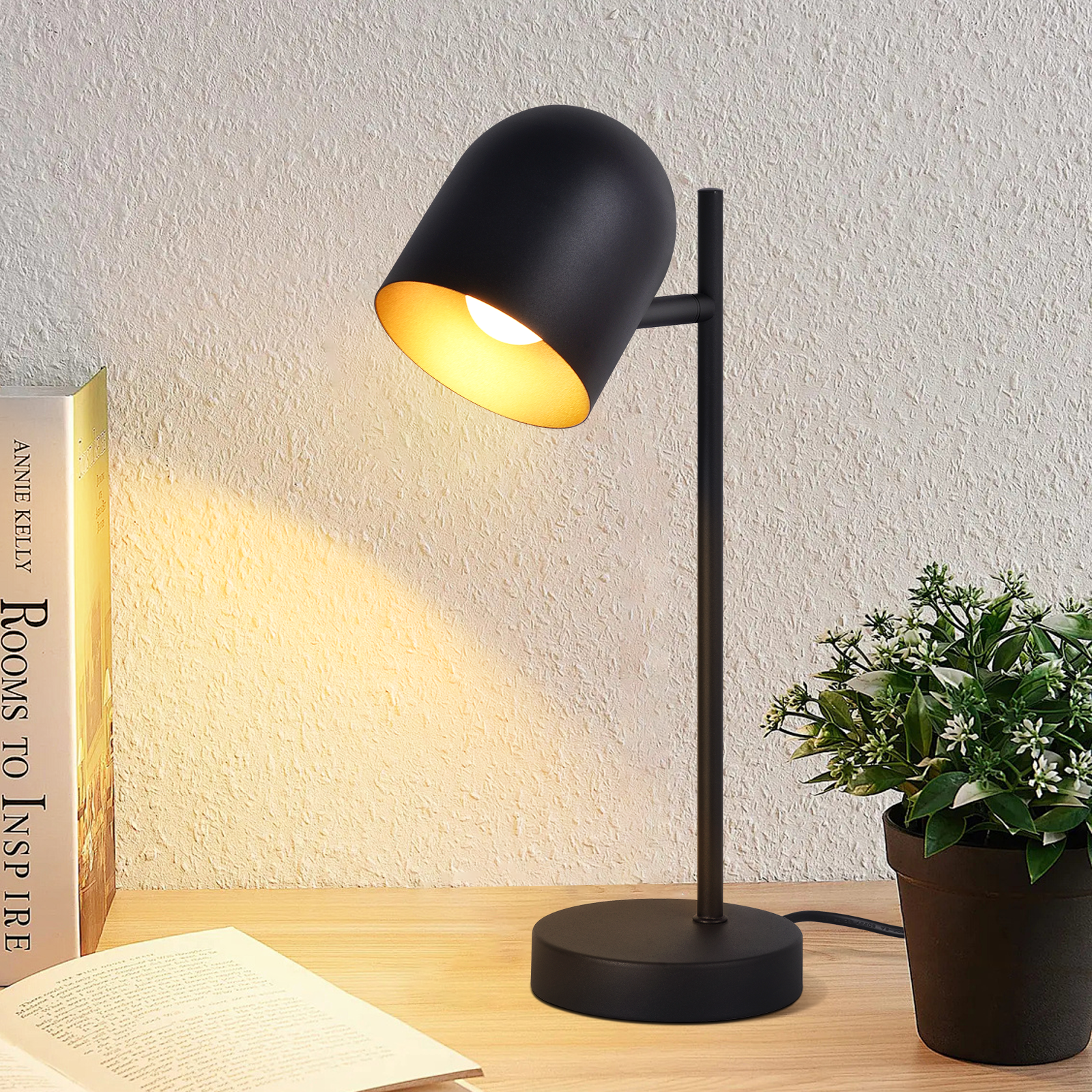 NETTLIFE bordlampe, natlampe, retro Vintage, bordlampe, stue, industriel Guld, sort, metal, E14 uden, pære