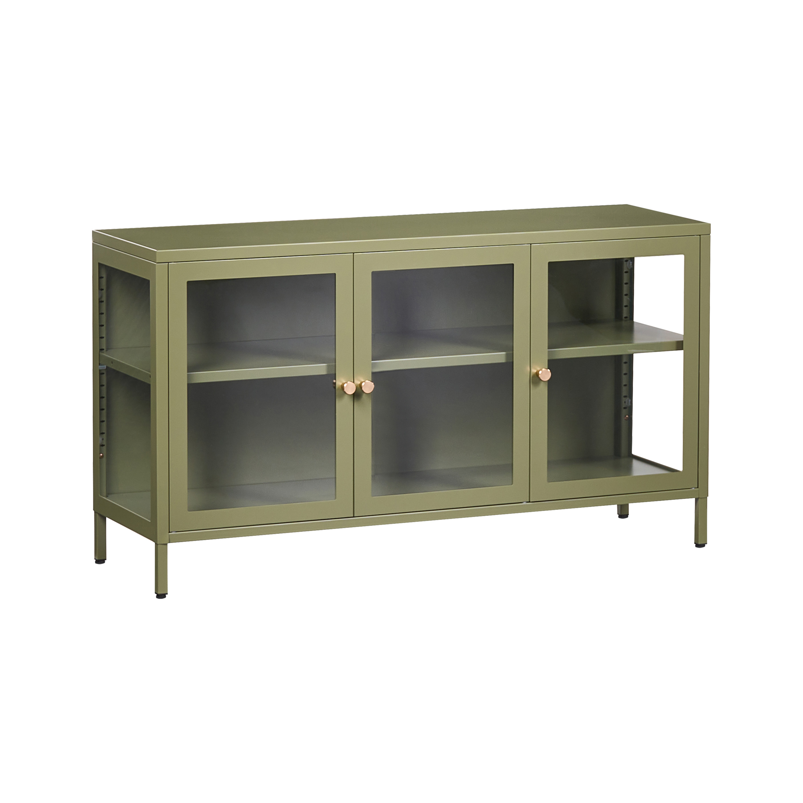 Glas vitrine skænk NEWPORT 115 cm Metal Grøn