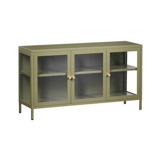 Glas vitrine skænk NEWPORT 115 cm Metal Grøn