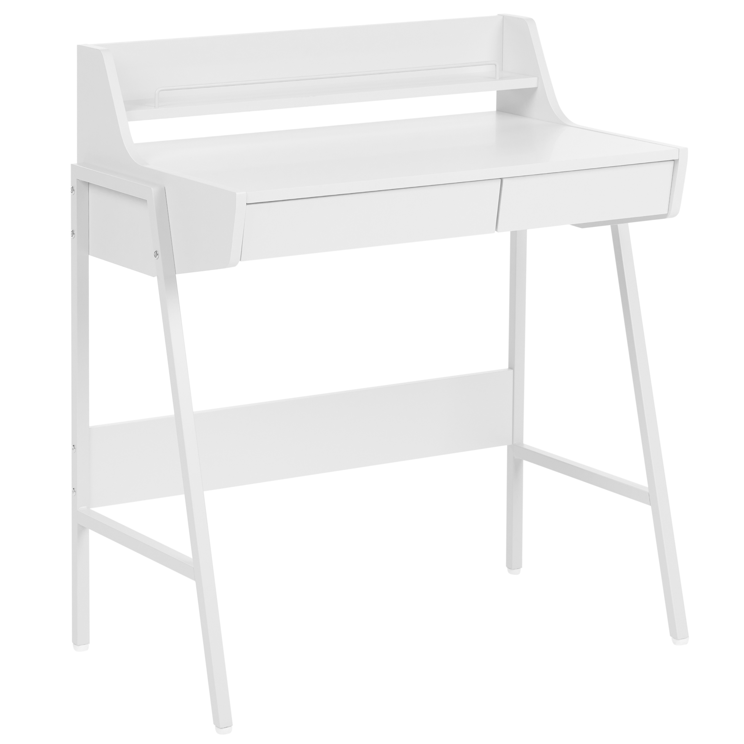 Skrivebord med påsat hylde BROXTON 77 cm 46 cm Hvid