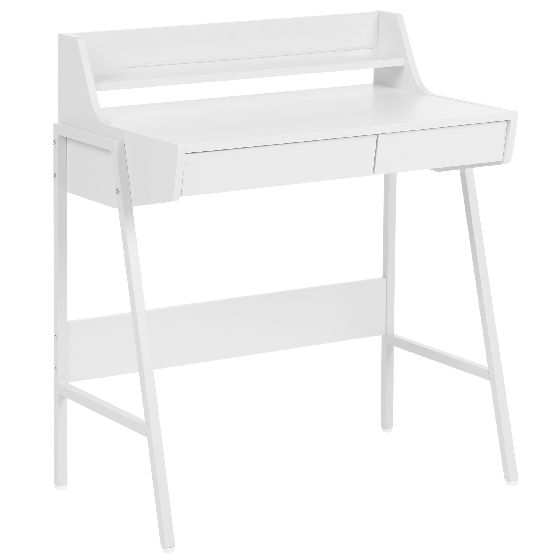 Skrivebord med påsat hylde BROXTON 77 cm 46 cm Hvid