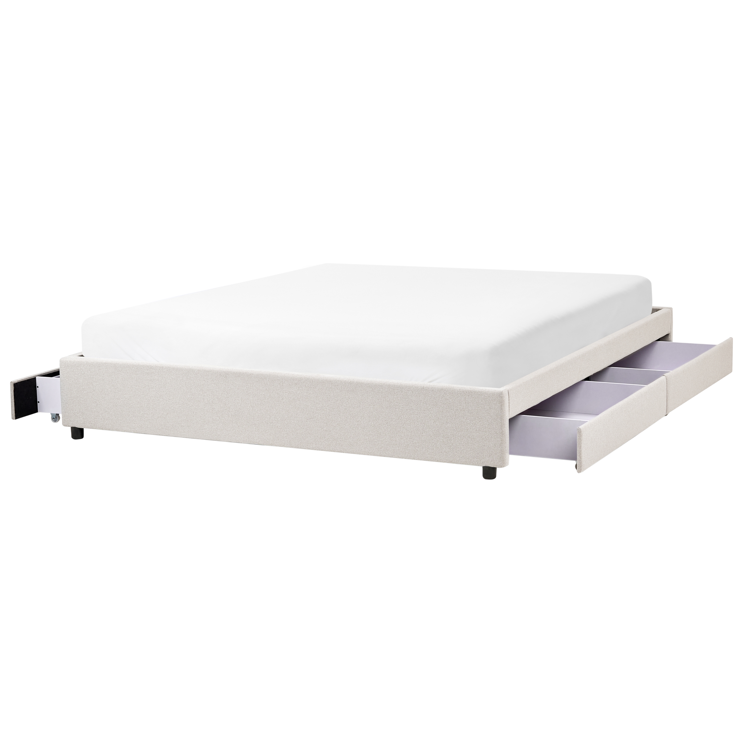 Seng med opbevaringsskuffer uden sengegavl PRADES Lys Beige 180 x 200 cm