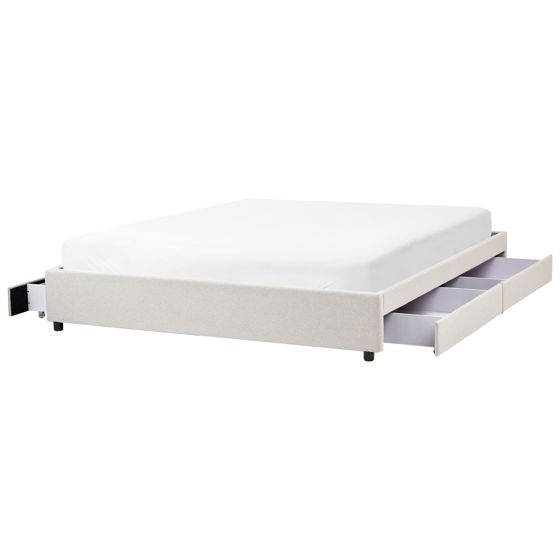 Seng med opbevaringsskuffer uden sengegavl PRADES Lys Beige 180 x 200 cm