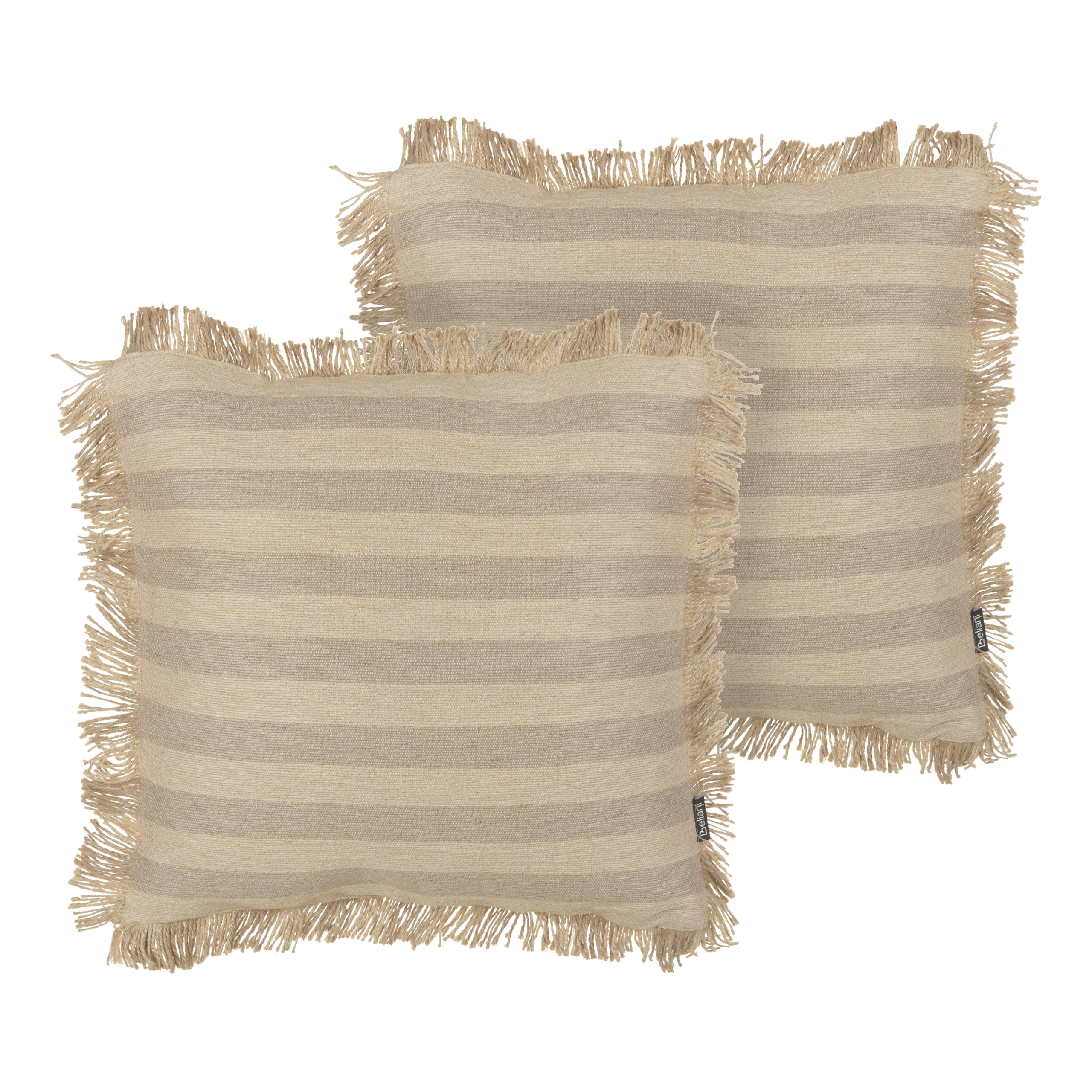 Sæt af 2 pyntepuder CIRSIUM 45 x 45 cm Jute Beige Stribet mønster