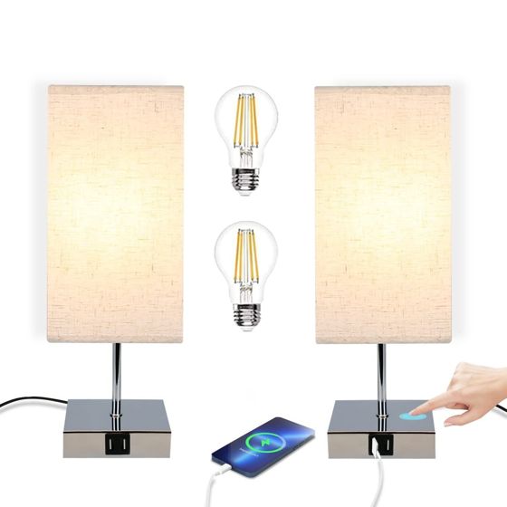 NETTLIFE Vintage - dæmpbar, touch-natlampe, E27, med USB-opladningsfunktion, udskiftelig, LED