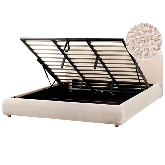Seng med opbevaring BLAGNAC Boucle Lys Beige 180 x 200 cm
