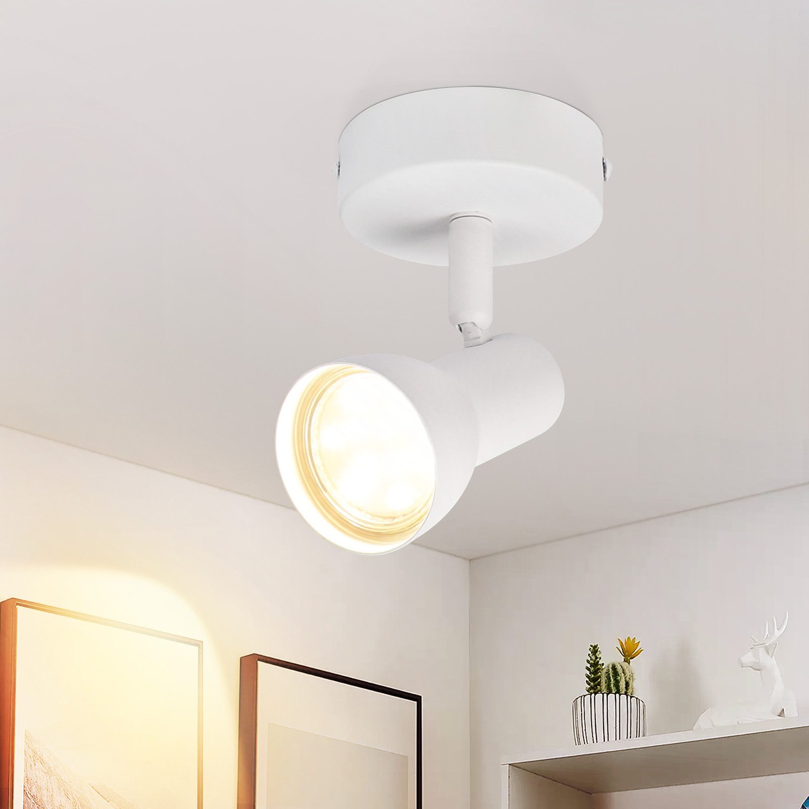 NETTLIFE 1-flammet loftspotlight hvid moderne indendørs loftslampe GU10 til soveværelse