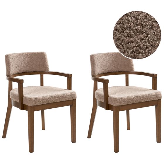 Sæt med 2 spisebordsstole DALBO Boucle Brun/taupe