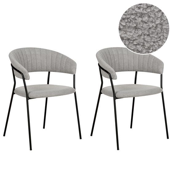 Sæt med 2 spisebordsstole MARIPOSA Boucle Grå