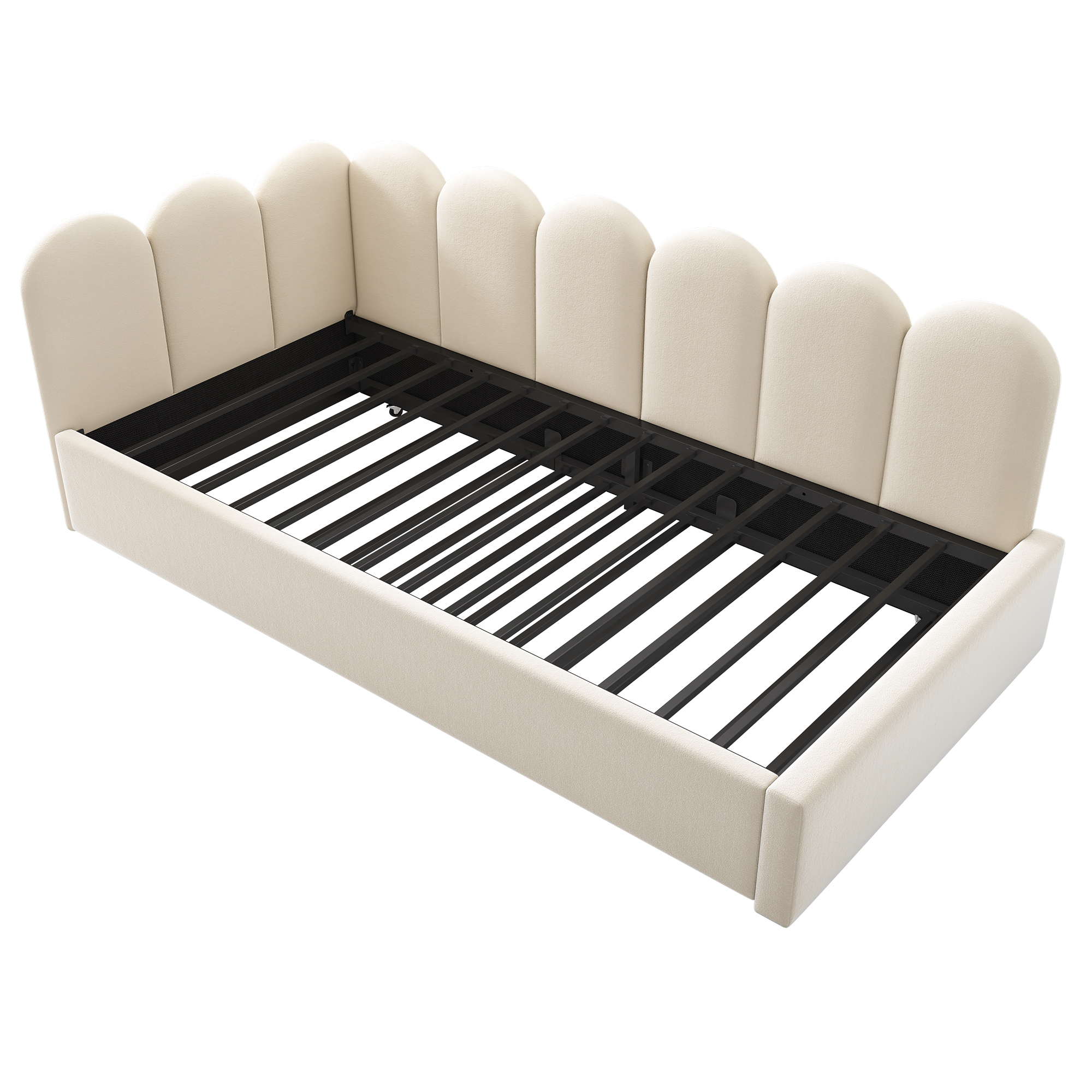 Sovesofa 90 x 200 cm, beige fløjl, udtrækkelig 90x190cm