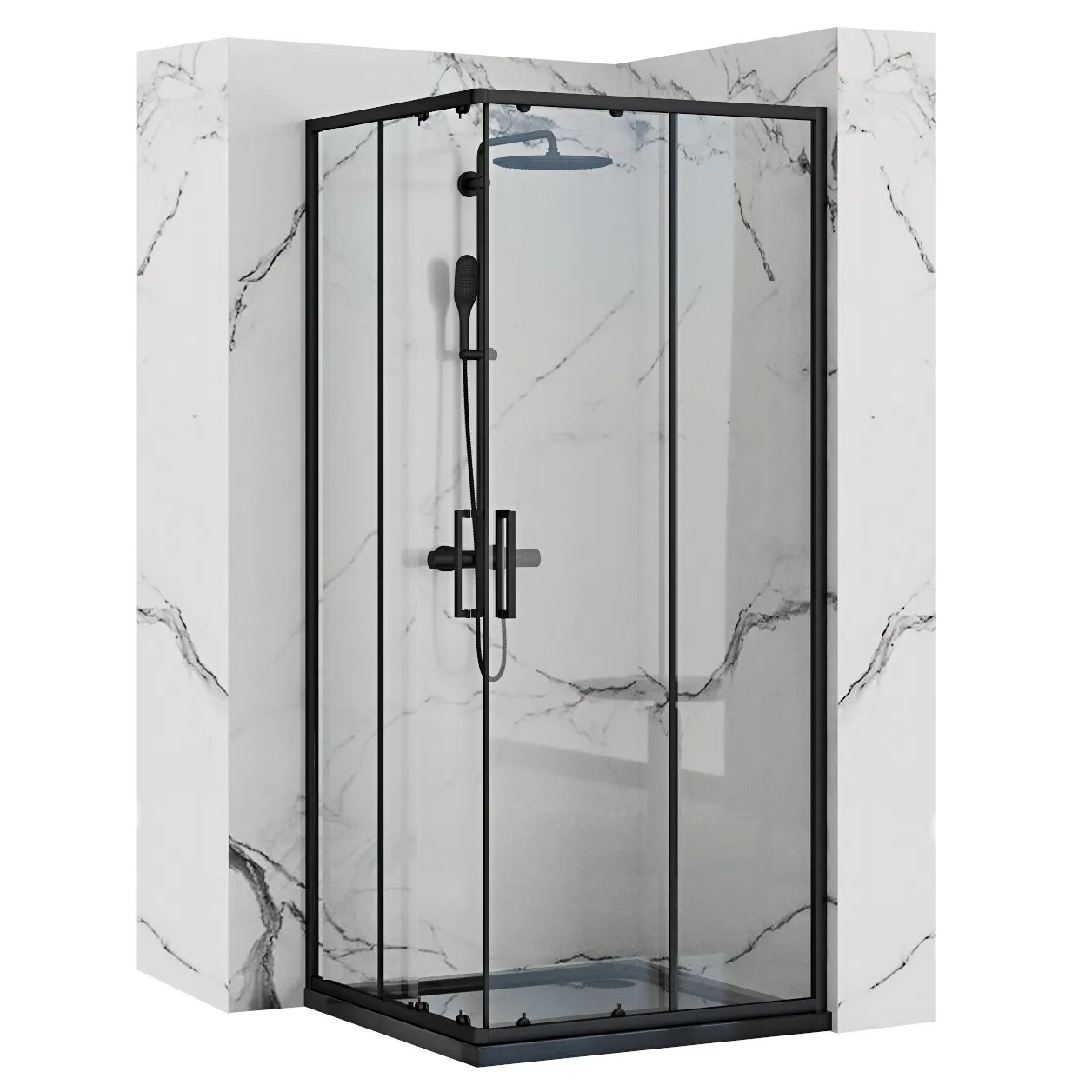 REA brusekabine PUNTO 90X90 Sort, 90x90x190cm