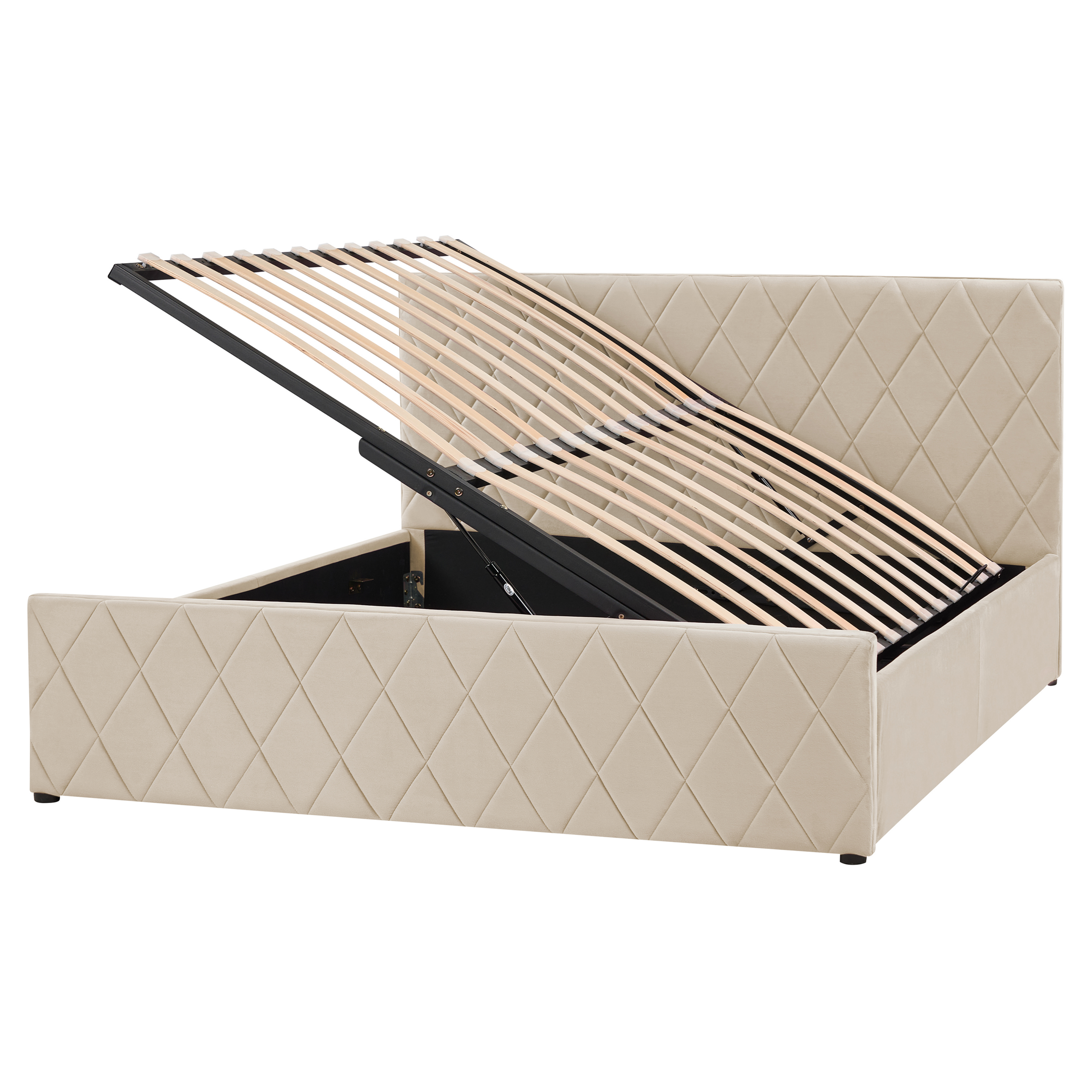 Seng med opbevaring ROCHEFORT Velour Beige 160 x 200 cm