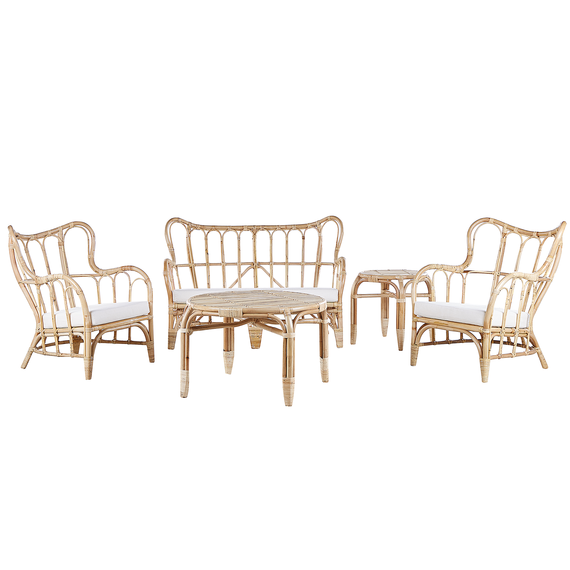 Loungesæt med bord 4 personers BRINDISI Rattan Naturlig