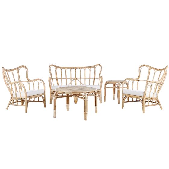 Loungesæt med bord 4 personers BRINDISI Rattan Naturlig