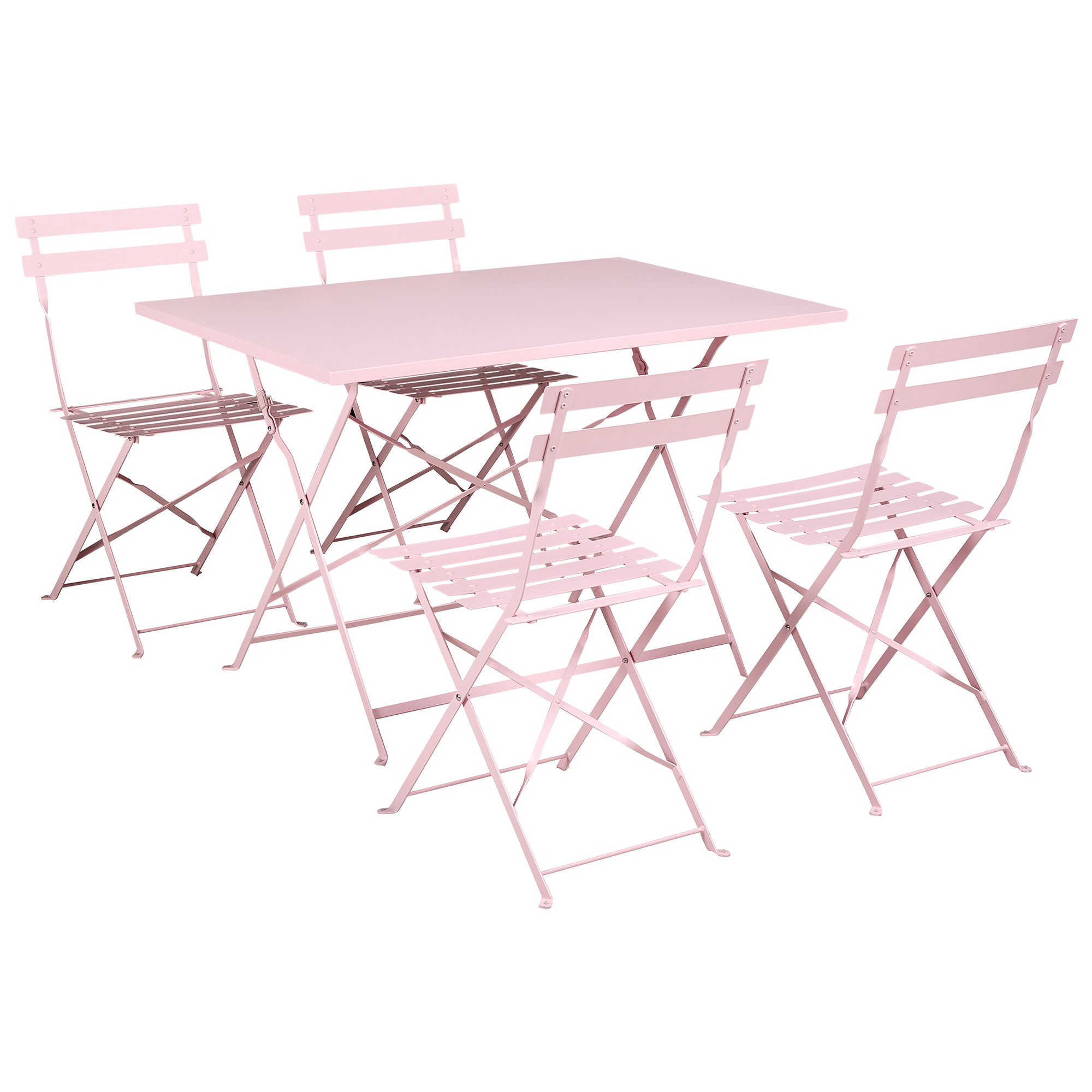 Havemøbelsæt 4 personers FIORI Foldbar Metal Pastellrosa