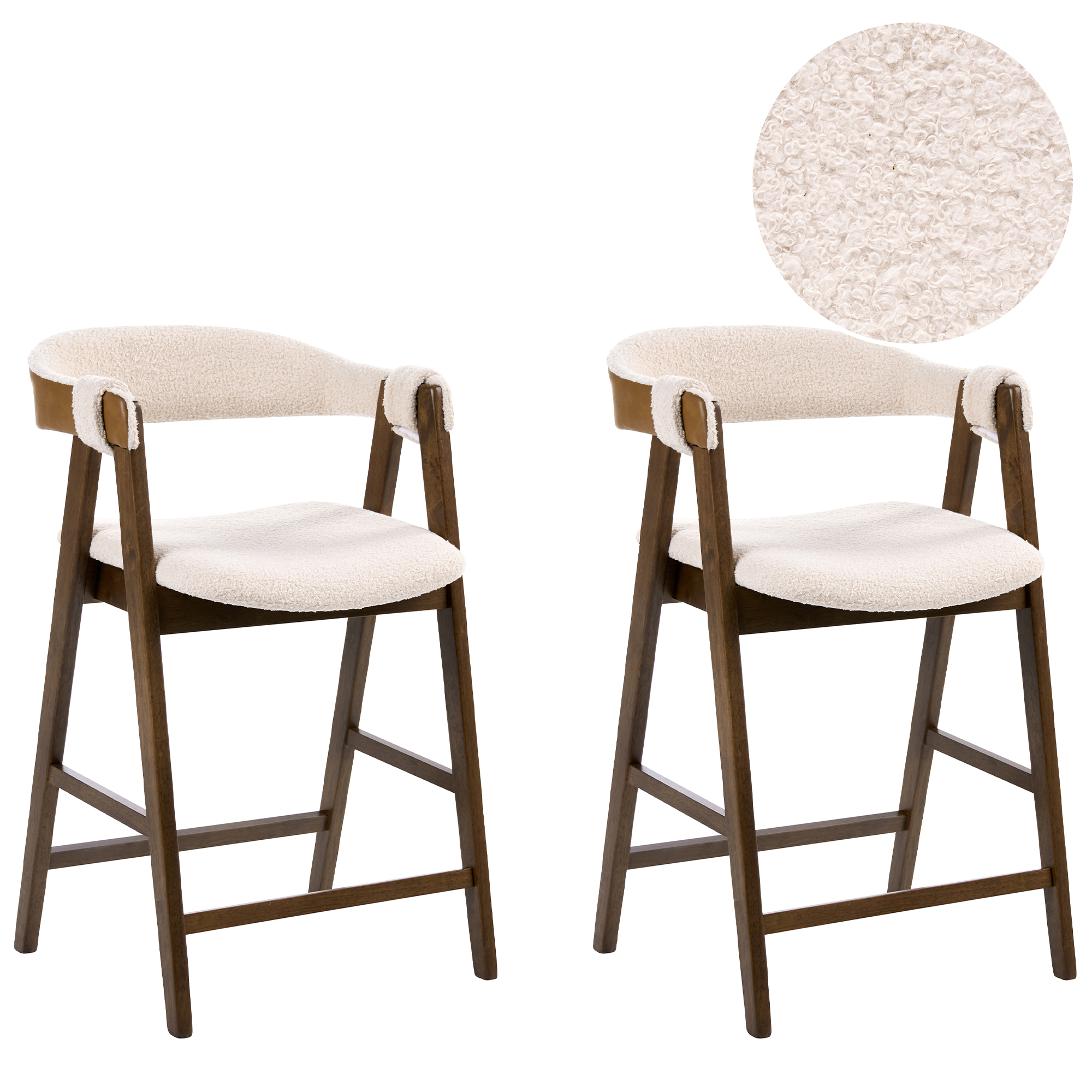 Sæt med 2 barstole DAY Boucle Brun/lys beige