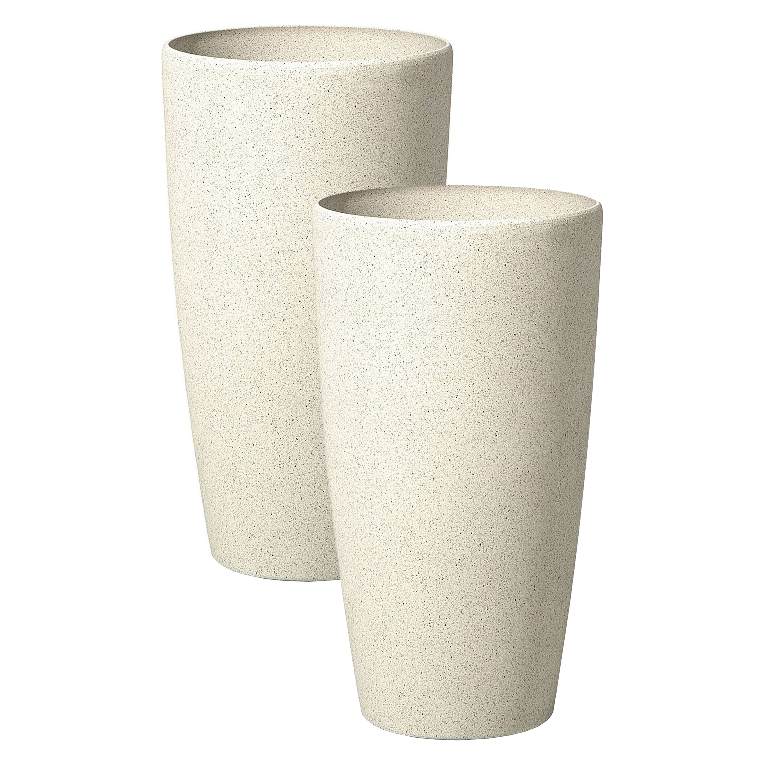 Sæt med 2 plantekrukker ABDERA 23 cm Lys Beige