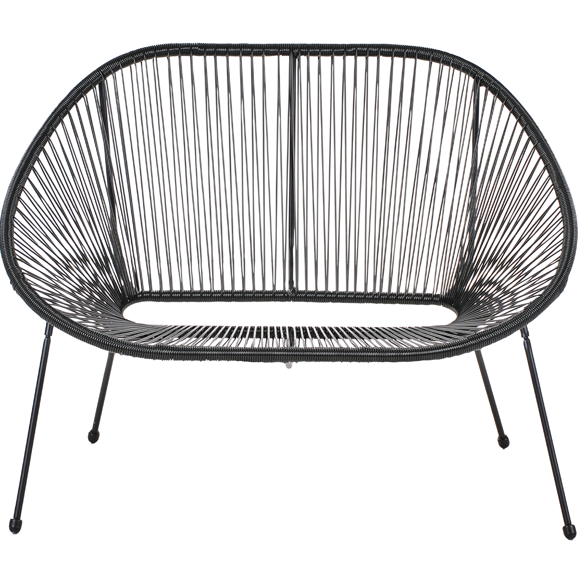 Havebænk ACAPULCO II 113 cm PE-rattan Sort